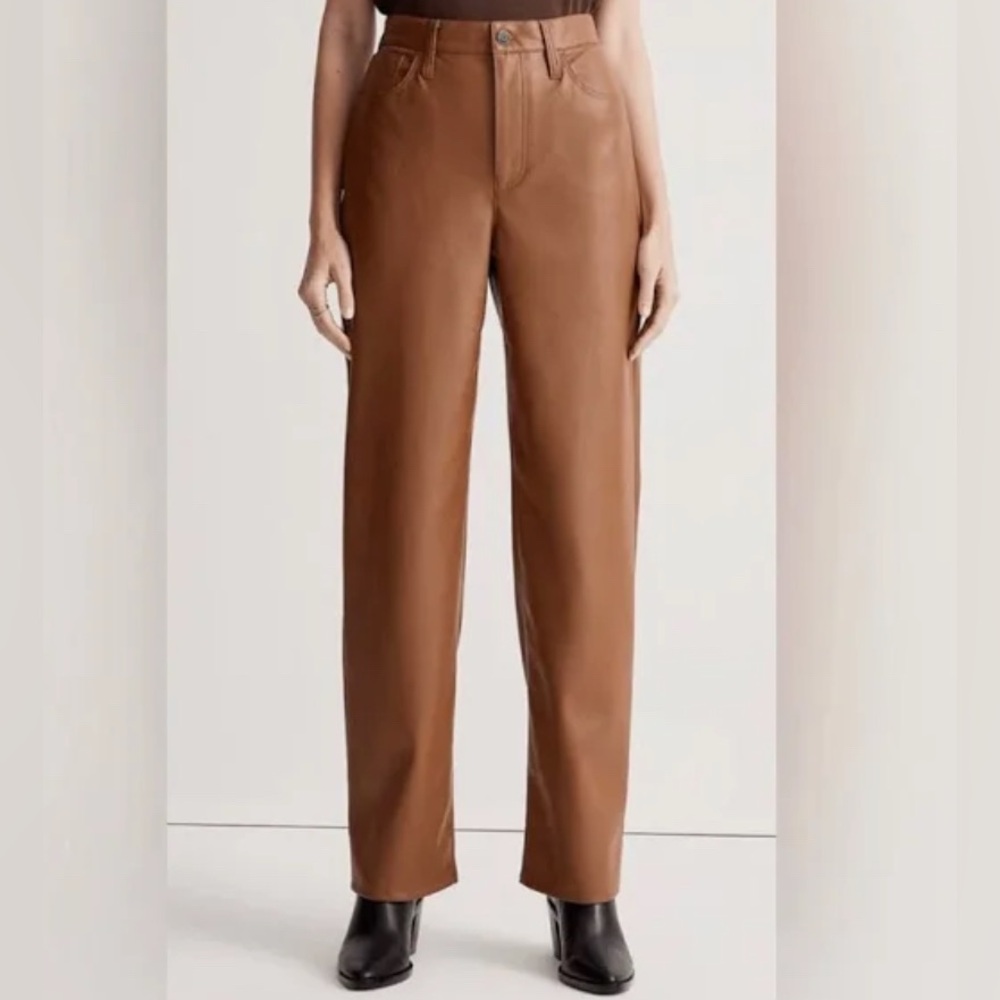 Madewell vintage wide leg faux leather pants - Pecan